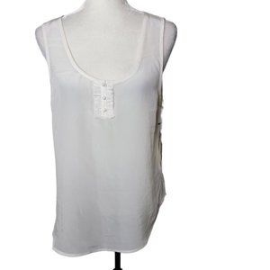 W by Worth Silk Sleeveless Cami Shell Blouse Size 10 White Sheer Sleeveless NWT!
